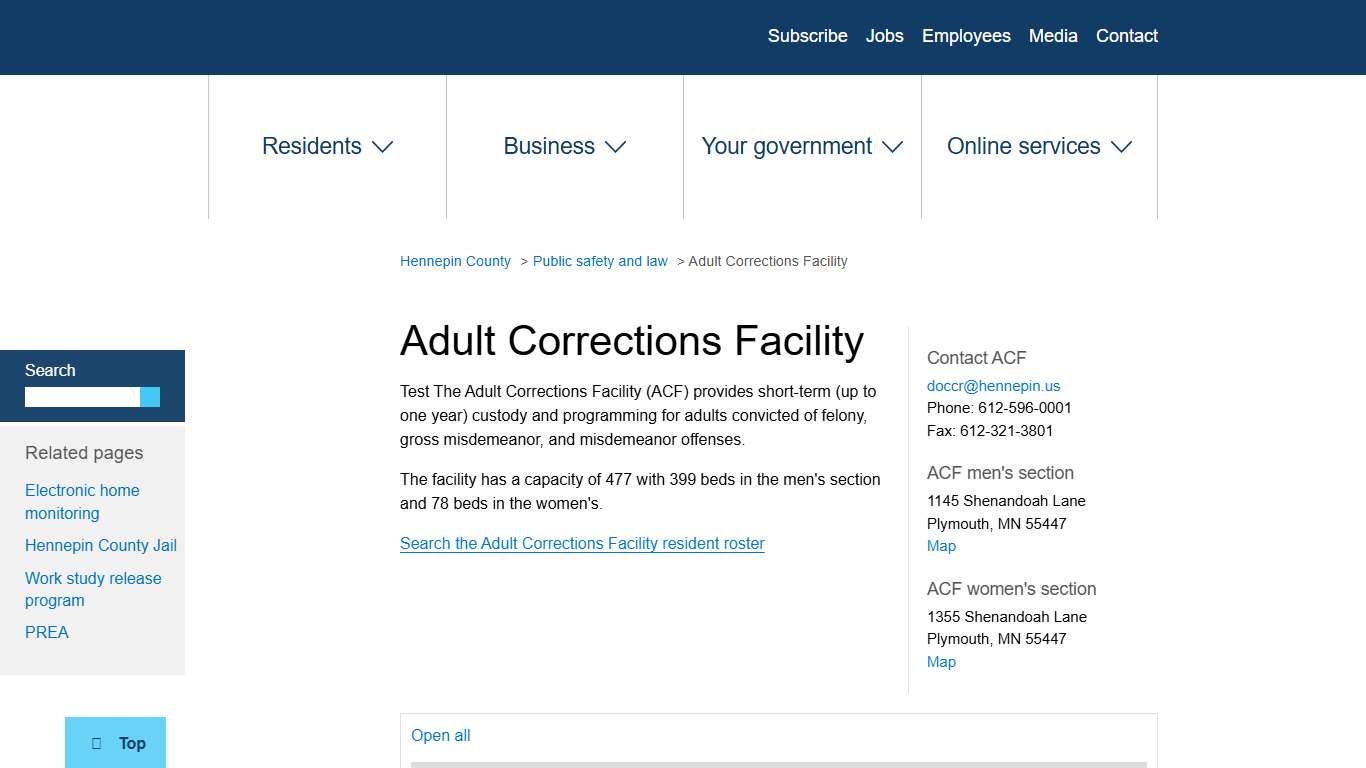 Adult Corrections Facility Hennepin County