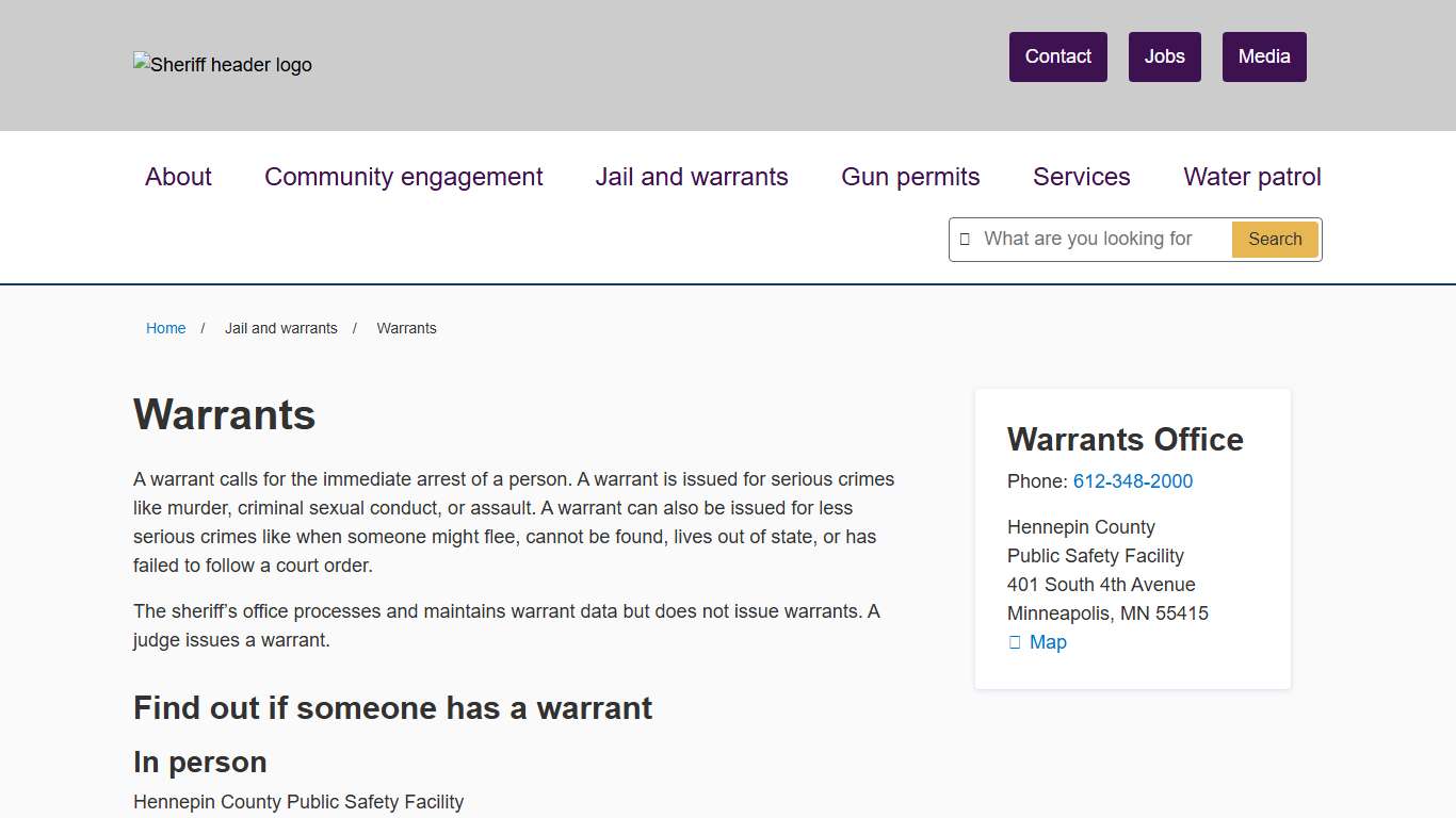 Warrants Hennepin County Sheriff's Office