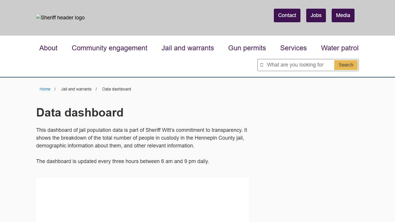 Data dashboard Hennepin County Sheriff's Office